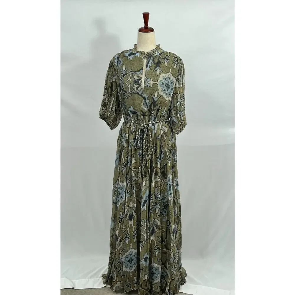 HANNAH ARTWEAR Sz 2 M Medium Oceanus Belted Maxi Dress Shaila Print - Picture 7 of 10